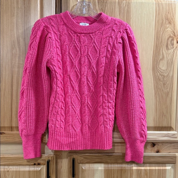 crown & ivy Sweaters - Crown & Ivy Vibrant Pink Soft Cozy Cable Knit Crewneck Cold Weather Sweater Sz S